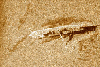 Side scan sonar image of the sloop Washington. Image: Jim Kennard